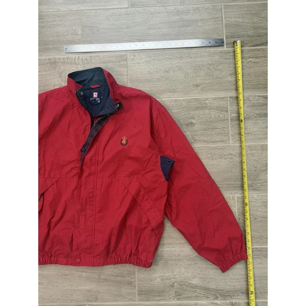 Vintage 90s Chaps Ralph Lauren Red Embroidered Crest‎ Windbreaker Jacket Size L